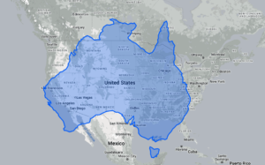 How Big Is Australia Compare To Europe USA   Australia Size Vs Usa 300x187 